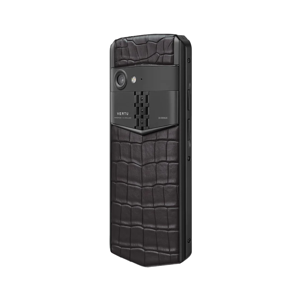 side Aster P Gothic Alligator Leather Phone - Amber Brown