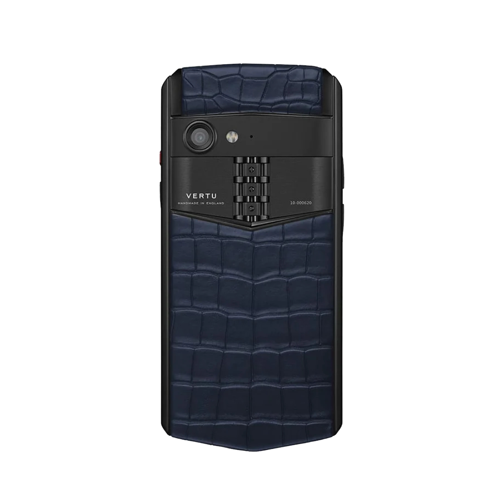 back Aster P Gothic Alligator Leather Phone - Navy Blue