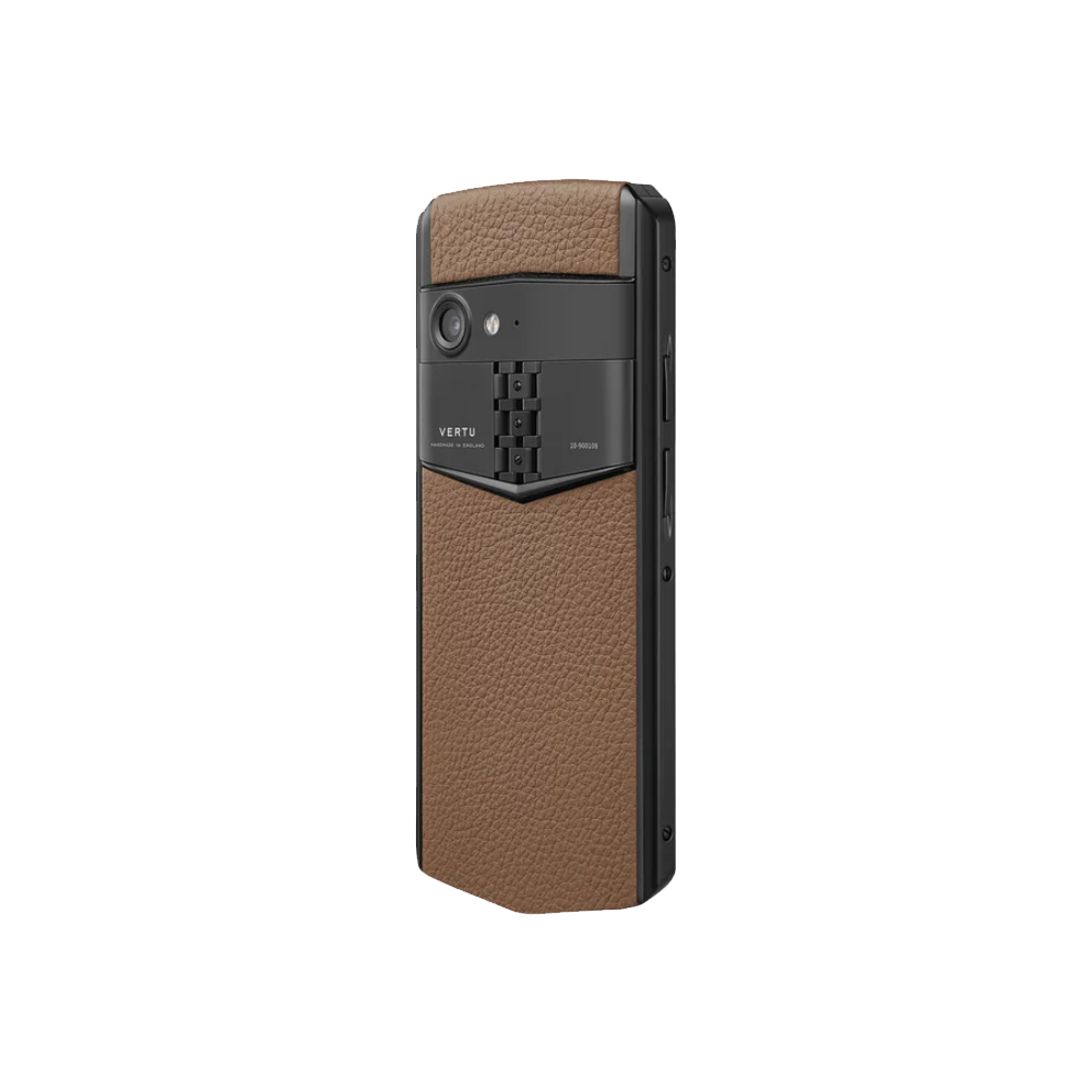 side Aster P Gothic Calf Leather Phone - Caramel Brown